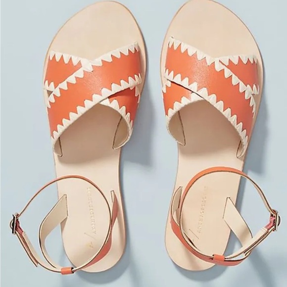 Anthropologie Terri Criss Cross Ankle Strap Sandals - Picture 1 of 7